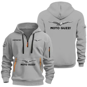 Moto Guzzi Half Zip Hoodie, Sports Hooded Multi-Pockets, Custom Name HIDI060325Y25QZ2HMOG