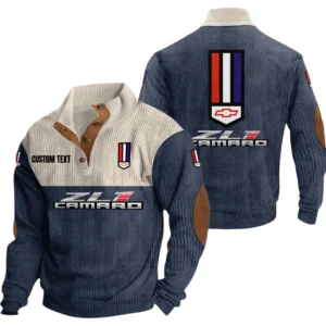 Camaro-Zl1 Exclusive Logo Knitted Ribbed Corduroy Sweatshirt Mid Stretch Stand Collar Pullover Sweater, Custom Text HG140325Y32RCSCT1CAZ
