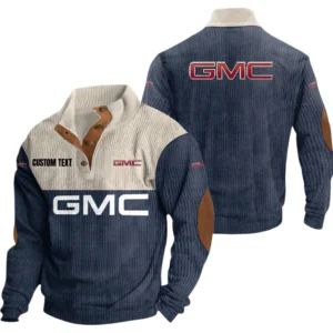 GMC Exclusive Logo Knitted Ribbed Corduroy Sweatshirt Mid Stretch Stand Collar Pullover Sweater, Custom Text HG140325Y32RCSCT1GMC