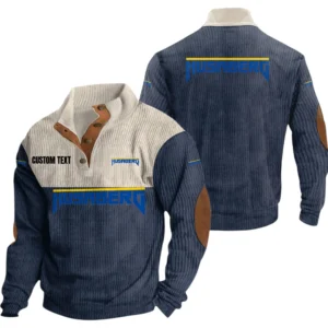 Husaberg Exclusive Logo Knitted Ribbed Corduroy Sweatshirt Mid Stretch Stand Collar Pullover Sweater, Custom Text HG150325Y32RCSCT1HUS