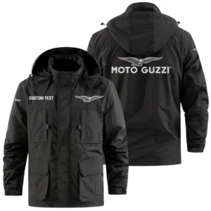 Moto Guzzi Exclusive Logo Windbreaker Jacket Hooded Detachable, Outdoor Jacket Multi Pocket, Custom Name HIDI190325Y26WMPMOG