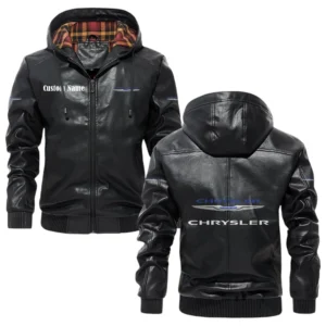 Chrysler Exclusive Logo Hooded Jacket PU Leather x Durable Windproof Warm Soft Checkered Lining, Custom Name HG280325Y47JHLCT2CHR