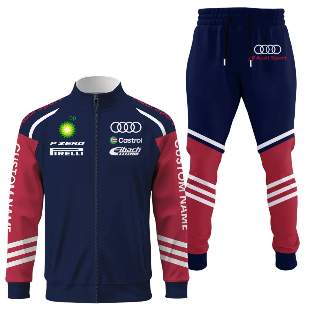 Audi Sport Racing Long Sleeve Shirt Full Zip x Long Pants Set All Over Print, Sports Style Custom Name HIDI030425Y53S16JKAUS