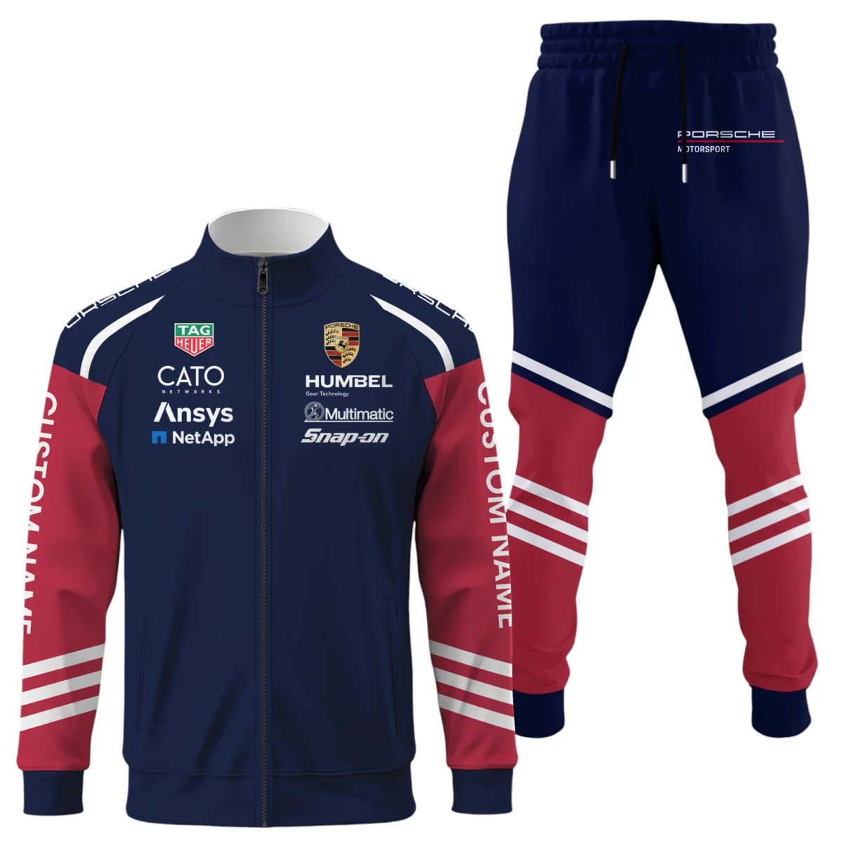 Porsche Motorsport Racing Long Sleeve Shirt Full Zip x Long Pants Set All Over Print, Sports Style Custom Name HIDI030425Y53S16JKPOM